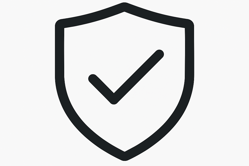 Symbol für Arbeitssicherheit – Schutzschild mit Haken